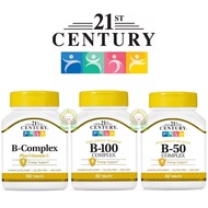 21st Century, B-Complex Plus Vitamin C 100 Tablets, B-50, B-100,60 Tablets, Energy Support