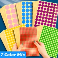 7 Sheet Mix Round Circle Bulat Dot Self Adhesive Color Label Remark Code Gift Packaging Colour Stick