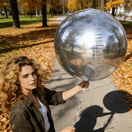 1pc - 50inch Extra Large 4D Silver Foil Balloon, Inflates To 85cm Diameter, Suitable For Birthday Pa