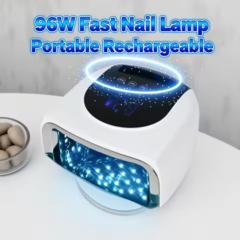 Rechargeable 96W Nail Lamp with Mirror Reflective Base Gel Polish Dryer Manicure Machine UV Light fo