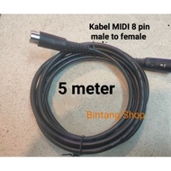 MIDI 8 pin male to female extension cable 5 meters