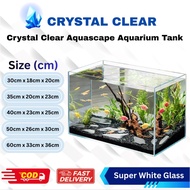 Crystal Clear Glass Aquascape Fish Tank Aquarium Tank Ikan Kaca 60cm / 50cm / 40cm / 35cm / 30cm