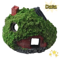 DALIA Hobbit House, Simulation Thatched House Aquarium Decoration, Reptile Resin Betta Hideout Cave 