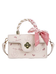 [Có Video HD] Túi Handmade Họa Tiết In Hình Thỏ Lucky Rabbit Túi Tự Đan Da Pu Khóa Hình Bông Hoa San