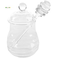 Transparent glass honey jar with lid Honey Jar with Dipper, Clear, 9 Ounces