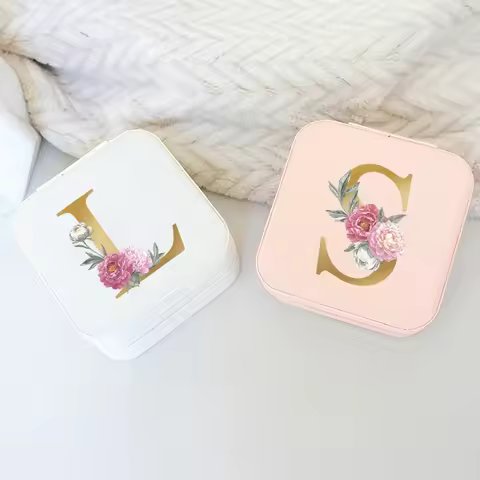 Gold Alphabet Flower Jewelry Box Bridesmaid Gift Mystery Box Bridesmaids Proposal Box Portable Jewel
