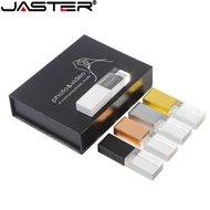 JASTER Free Custom Logo USB 2.0 Flash Drive 128MB Crystal + Black Box Pen Drive 4GB Photography Stud
