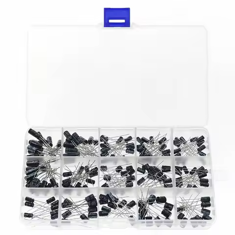 200pcs 15Value 0.1uF 0.22uF 0.47uF 1uF 2.2uF 10uF 33uF 47uF 100uF 220uF 10V 16V 25V 50V Electrolytic