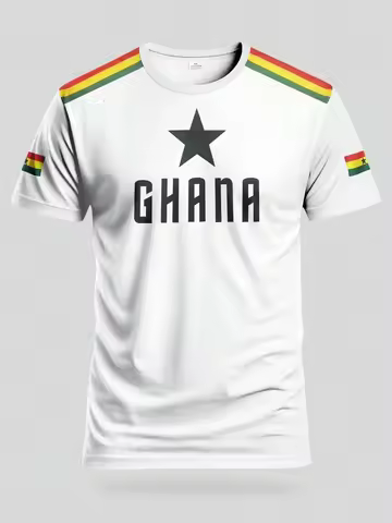 Ghana Football Jersey Ghana Style Men's Youth Football Jersey Round Neck Design Comfortable Top Suit