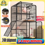 Cat Cage 4 Layers Large Space XXL Cage Sturdy And Stable Black Minimalist With Wheels Multi-Door Cat