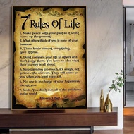 7 Rules of Life Words Canvas Painting Motivational Vintage Quotes Posters and Prints Wall