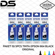 PACKAGE CONTENTS 5PCS ORIGINAL EPSON 664 T664 BLACK INK