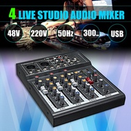 Karaoke Mixer Professional 4 Channel Studio Audio DJ Mixing Console Amplifier Digital Mini Microphon