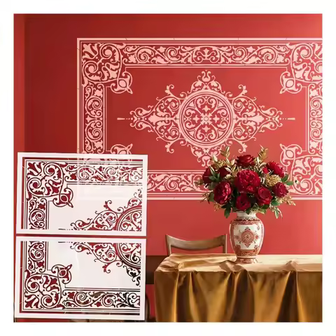 Large Vines Floral Wall Stencil For Painting Reusable Template Furniture Retro Ornate Baroque Vintag