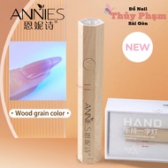 Annies Đèn hơ móng mini nhanh khô tích điện giả gỗ Hand Light 3W Đèn hơ bước sóng kép Đèn pin UV