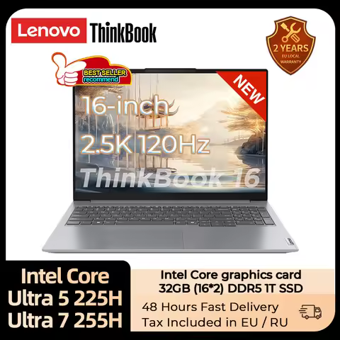 ThinkBook 16 2025 Laptop Intel Core Ultra 5 225H/Ultra 7 255H 32GB DDR5 1TB SSD 16-inch 120Hz 2.5K S