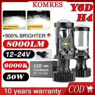 2PCS Y6D-R H4 Car LED Headlight Projector bulb 3570 110W 6000K 20000LM RIGHT HAND DRIVE Fog Lamp Wit
