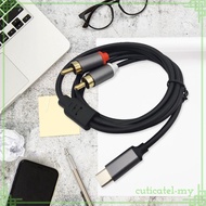 [CuticatefaMY] Type-c to Double RCA Male Cable USB C AUX Cable Cable Anti Interference Audio AUX Ada