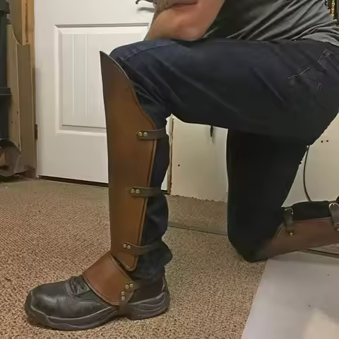 Medieval Steampunk Leather Leg Gaiter Vintage Shoe Spats Boot Covers Warrior Cavalier Soldier Costum