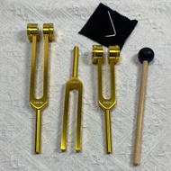 3pcs Aluminum Gold Tuning Fork Set, Frequency - 128Hz, 256Hz, 512Hz, 528Hz Combination, Frequency Re