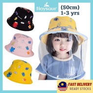 [1~3 YO] Tinysaur Kids Bucket Hat Face With Shield For Kids Face Shield Bucket Hat Baby Topi Baby Girl Topi Budak Lelaki