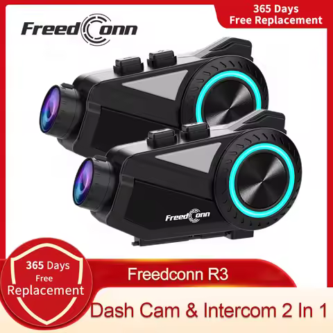 Freedconn R3 Pro Motorcycle Helmet Headset Group Intercom WiFi App 1440P Motorbike Dash Cam Motor Au