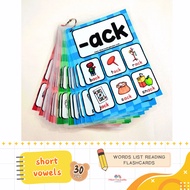 Words List English Reading Flashcards -Laminated (CVC, Digraphs, Short vowels, Long vowels )