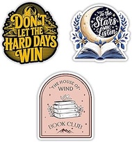Set 3Pcs Don't Let The Hard Day Win, To The Star Who Listen, The House Of Wind Book Club Sticker ACO