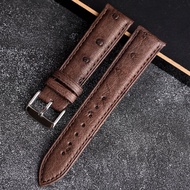 ❒ Handmade ostrich leather watch strap 18 20 22MM suitable for Seiko Mido folding buckle genuine leather watch chain for men and women soft