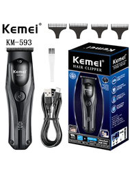Kemei低噪音充電式無線理髮器修剪器km-593理髮師專業剃刀電動理髮機