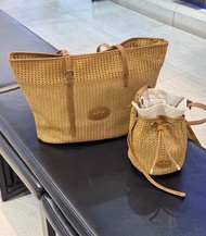 👏adidas originals 21.5L Tote 草編織鏤空 托特包購物袋單肩包 大號 小號 水桶包斜挎包 咖啡色 米黃色
