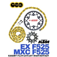 REGINA Sprocket Set KTM EX F525 MXC F525 Rantai Spoket ZRING 520ZRT Ring Gold Chain motorcycle part