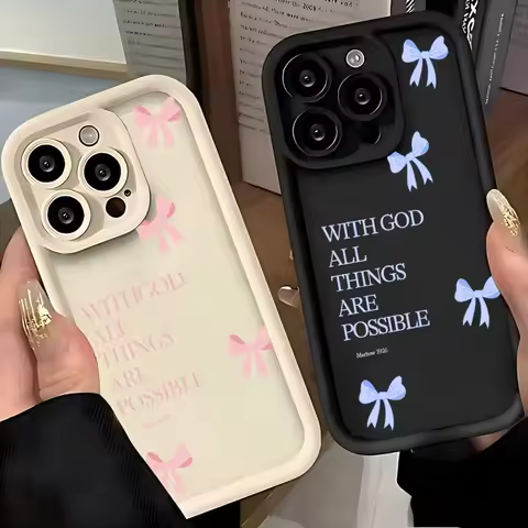 Blue Pink Bowknot Slogan Phone Case for Tecno Spark 30C 10 6 Go Camon 30 20 Itel A70 P55 RS4 Pova 6 