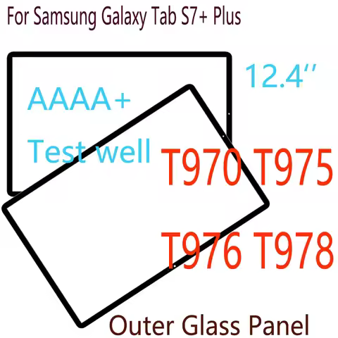 Tested 12.4 For Samsung Galaxy Tab S7+ Plus T970 T975 T976 T978 Touch Screen Front Outer Glass Panel