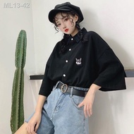 ↂ☾▨Kemeja-T perempuan berlengan pendek baju sekolah rendah perempuan pelajar perempuan versi Korea b