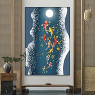 Chinese Style Feng Shui Nine Fish Nine Fish Pattern Feng Shui New Year Decoration Oil Painting Custo