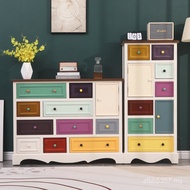 Dou Multifunctional Country Bedroom Simple Chest of Drawers Solid American Modern Cabinets Colorful 