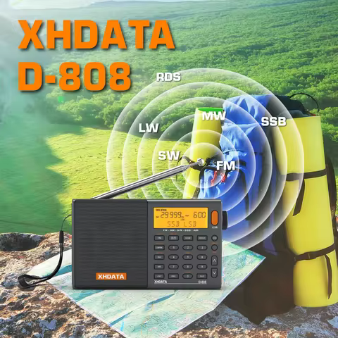 XHDATA D-808 Portable Radio AM/FM/SW/MW/LW SSB AIR RDS Radio Speaker with LCD Display Alarm Clock St