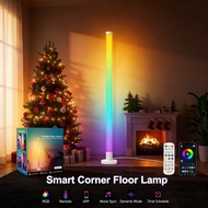  150cm RGB Smart LED Corner Floor Lamp Music Sync, App & Remote Control,Color Changing Ambient Mood