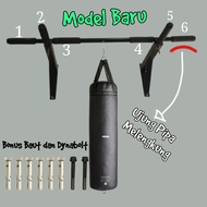 Pull Up Bar 6 Grib Busa - Bonus Gantungan Samsak - Alat Fitness Di dinding - Wall Mountain -Chin Up 