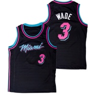 IMPORTED EMBROIDERY MIAMI HEAT 3 DWYANE WADE VICE NIGHT CITY EDITION BASKETBALL JERSEY BLACK PINK