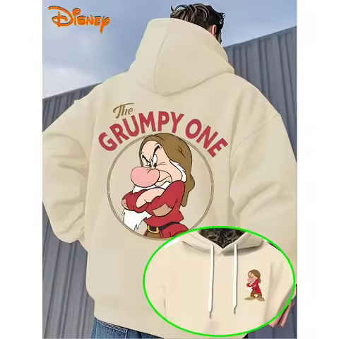 Disney Dwarfs Grumpy Pattern Men's Hoodie Autumn Winter Casual Unisex Pullover Sweatshirt Tracksuit 