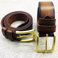 Thắt Lưng Nam Da Bò Trơn Khóa Đồng Dây Nịt Nam Da Bò Nguyên Tấm Khóa Đồng Trơn C02