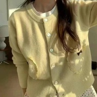 [ MIWE ] Simple Knit Cardigan Top with Lace Ribbon, Casual Knitwear, Korean Style 6638