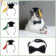 DANILO1 Cat Graduation Cap, With Tassel Felt Dog Dr. Hat, Kitten Bow Tie Elastic Adjustable Dog Degree Hat Photograph