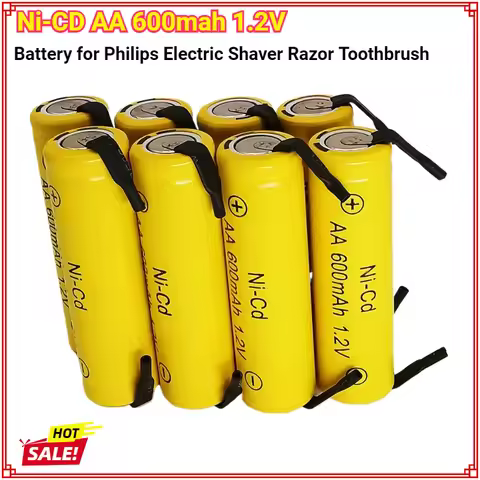 New Ni-CD 1.2V AA Rechargeable Battery 600mAh Batteries Welding Solder Tabs for Philips Electric Sha