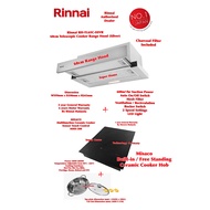 Rinnai Telescopic Hood RH-TL65C-SSVR 60cm Cooker Hood (Recirculation with Charcoal Filter) + MISACO Ceramic Cooker MMS-200 Built-in / Free Standing Multifunction Ceramic Cooker Sensor Touch Control (2200W) + Stainless Steel Cookware