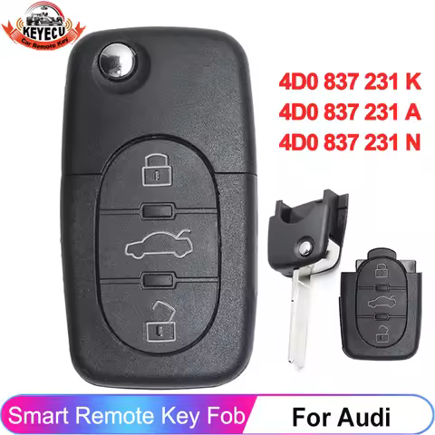 KEYECU 3 Buttons 433MHz Remote Key Control Fob 4D0 837 231 K / 4D0 837 231 A / 4D0 837 231 N For Aud