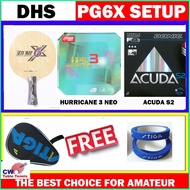 DHS PG6X 5+2 BLUE-BLACK ARYLATE CARBON+DHS Hurricane 3 Neo Sticky Elastic+DONIC Acuda S2 Spin-Elasti