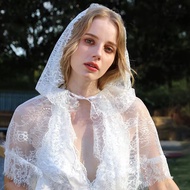 White Lace Bridal Veil Bridal Shawl Veil Lace Cover Head Wedding Veil